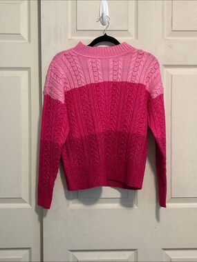 Design History Pink Ombre Cable-Knit Crew Sweater